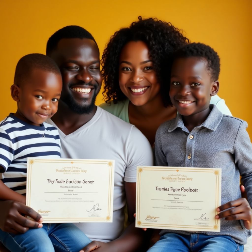 Family celebrating financial milestone