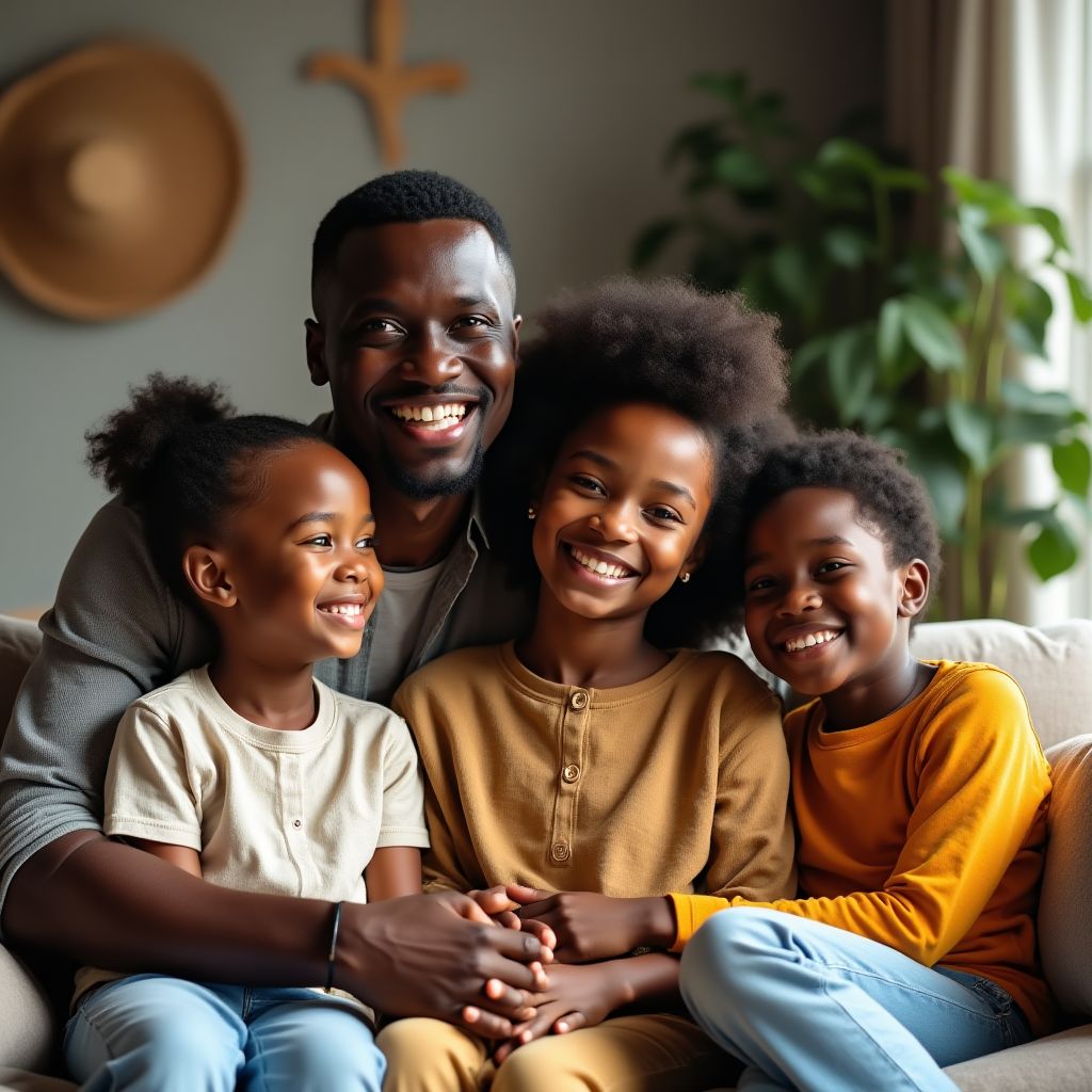 Portrait of Ibrahim and Fatima Mensah with their children